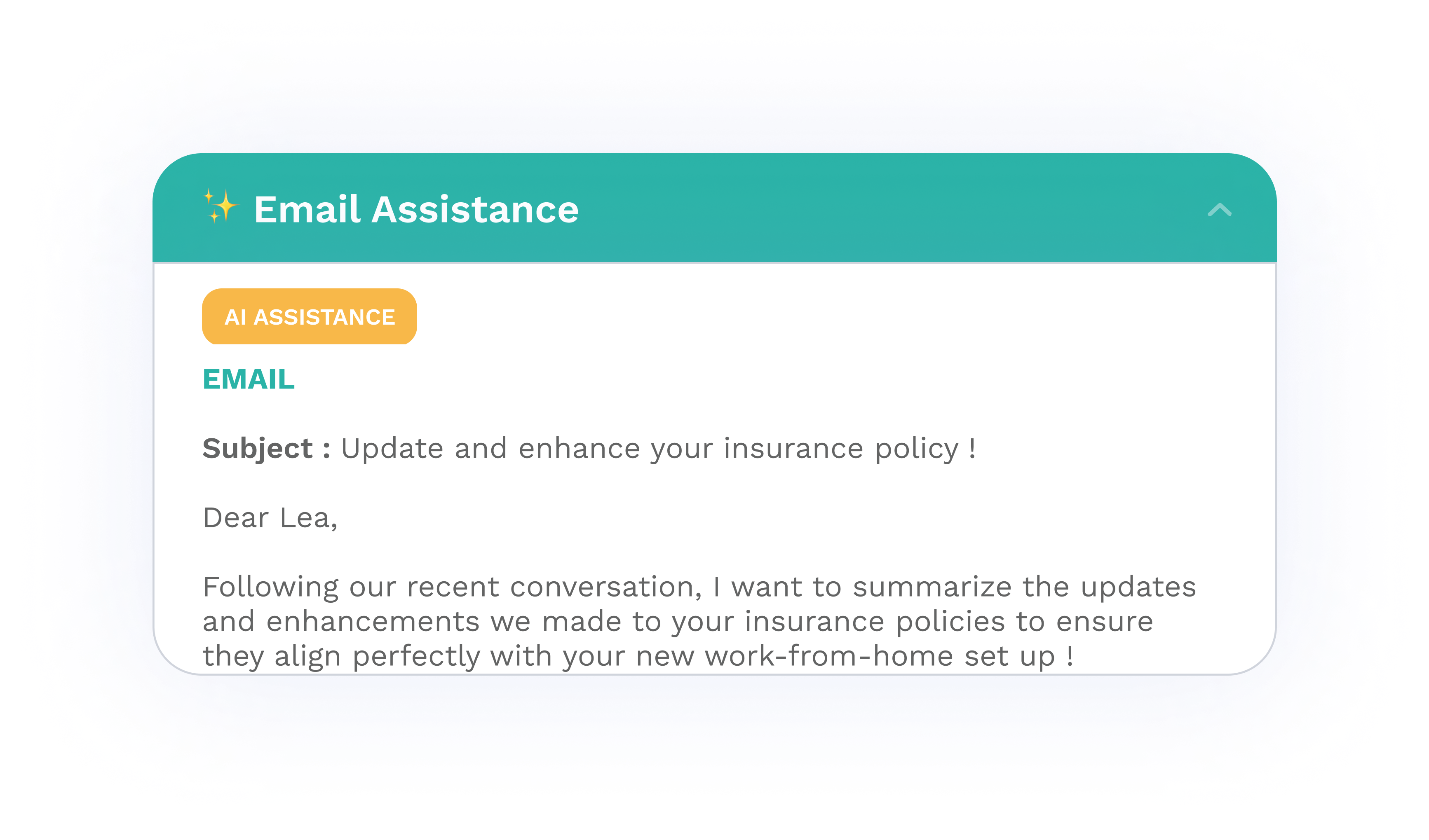 Email Assistance - powered by GenAI, insurance trained LLMs to summarize insurance calls automatically